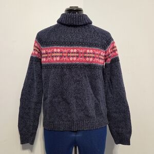 Vintage Navy Blue Fair Isle Sweater Size M